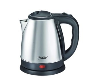 Prestige 1.5 Litres Electric Kettle (PKOSS 1.5)|1500W | Silver - Black| Automatic Cut-off | Stainless Steel | Rotatable Base | Power Indicator | Single-Touch Lid Locking