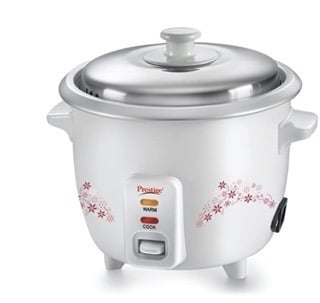 Prestige Delight PRWO 1.5 L Electric Rice Cooker|Detachable power cord|Durable body|Cool touch handles|White|1 year warranty on product & 5 years warranty on heating plate