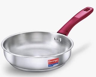 Prestige Platina Popular Stainless Steel Unique Impact Forged Bottom Fry Pan (Silver)
