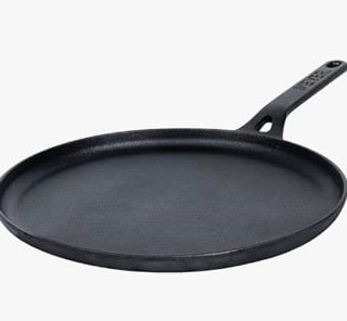 Meyer Pre-Seasoned Cast Iron Flat Dosa, Roti, Chapati Tawa Pan with Stick Handle, Dosa Kallu, Iron Tawa Big Size | Pre-Seasoned Iron Cookware | Gas and Induction Compatible | 28cm, Black