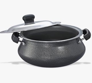 Prestige Omega Select Plus Teflon Non-stick Coated Handi with Stainless Steel Lid and Scrubber for Non-Stick Cookware, (Black)