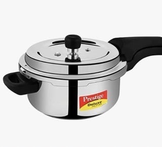 Prestige 3L Stainless Steel Deluxe Alpha Svachh Outer Lid Pressure Cooker | 10Y Warranty | Deep Lid for Spillage Control | TRIPLY Base | Gasket Release System | Gas & Induction Compatible | ISI