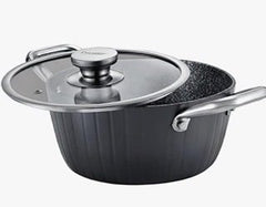 Prestige Durastone Hard Anodised 6 Layer Non-Stick Casserole with Glass Lid, (Black)-1
