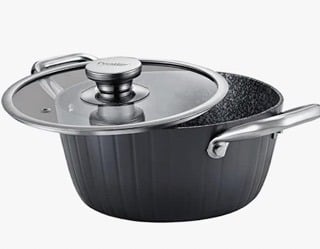Prestige Durastone Hard Anodised 6 Layer Non-Stick Casserole with Glass Lid, (Black)