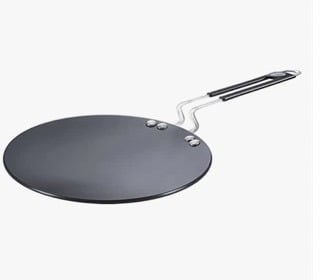 Prestige Hard Anodised Plus Cookware Induction Base Roti Tawa | Black | 22.5cm | Perma-Cool Handles | Wide Base | Hand Washable