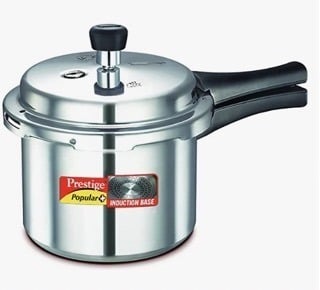 Prestige Popular Plus Induction Base Aluminium Outer Lid Pressure Cooker, 3 Litres, Silver