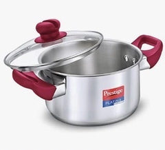 Prestige Platina Popular Stainless Steel Unique Impact Forged Bottom Casserole with Glass Lid - Silver-1