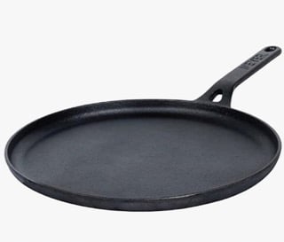 Meyer Pre-Seasoned Cast Iron Flat Dosa/ Roti/ Chapati Tawa Pan with Stick Handle, Dosa Kallu, Iron Tawa