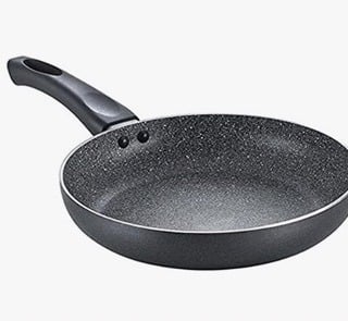 Prestige Omega Deluxe Granite Non-Stick Round Base Fry Pan, 28cm - 3L |Metal Spoon Friendly |Aluminium|Durable Granite Finish|Black