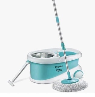 Prestige CleanHome PSB 10 Magic Mop with 2 Mop-heads and Twin Buckets (Blue)