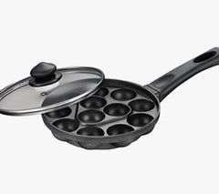 Prestige Omega Select Plus 14 Pits Paniyarakkal with Lid 20 cm (Aluminium, Non-Stick, Black)-1