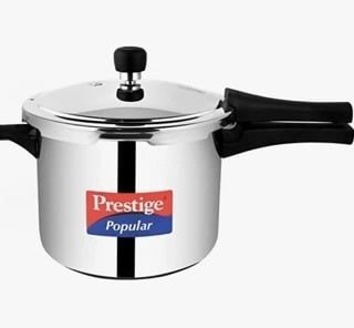 Prestige Popular 5L stainless steel pressure cooker(outer lid)|Ideal for 5-7 person|Gas & induction compatible|Controlled Gasket-Release System|5 years warranty