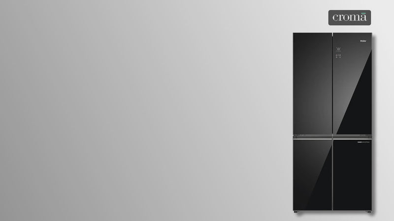 Haier 520 Litres 3 Star Frost Free French Door Convertible Refrigerator with Colorful Digital Display Panel (HRB-600KGU1, Black Glass)
