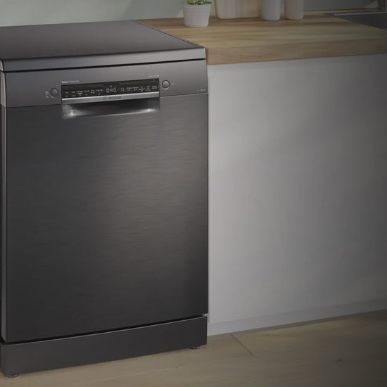BOSCH Series 6 15 Place Settings Free Standing Dishwasher with Anti-Fingerprint (No Pre-rinse Required, Black Inox)