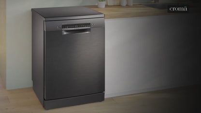 BOSCH Series 6 15 Place Settings Free Standing Dishwasher with Anti-Fingerprint (No Pre-rinse Required, Black Inox)