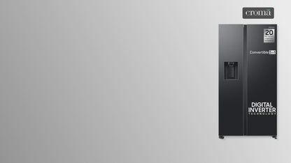 SAMSUNG 633 Litres 3 Star Frost Free Side by Side Door Smart Wi-Fi Enabled Refrigerator with Twin Cooling Plus (RS78CG8543B1HL, Black Matt)