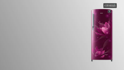 SAMSUNG Stylish Grande 183 Litres3 Star Direct Cool Single Door Refrigerator with Anti Bacterial Gasket (RR20C1723R8/HL, Blooming Saffron Red)