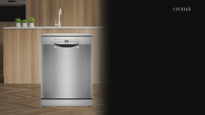 BOSCH Series 6 14 Place Settings Free Standing Dishwasher with Glass Protection Technology (No Pre-rinse Required, Silver)