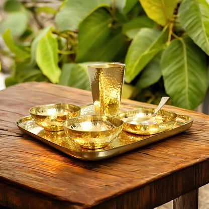 Pure Brass Square Dinner set of 6 Pcs