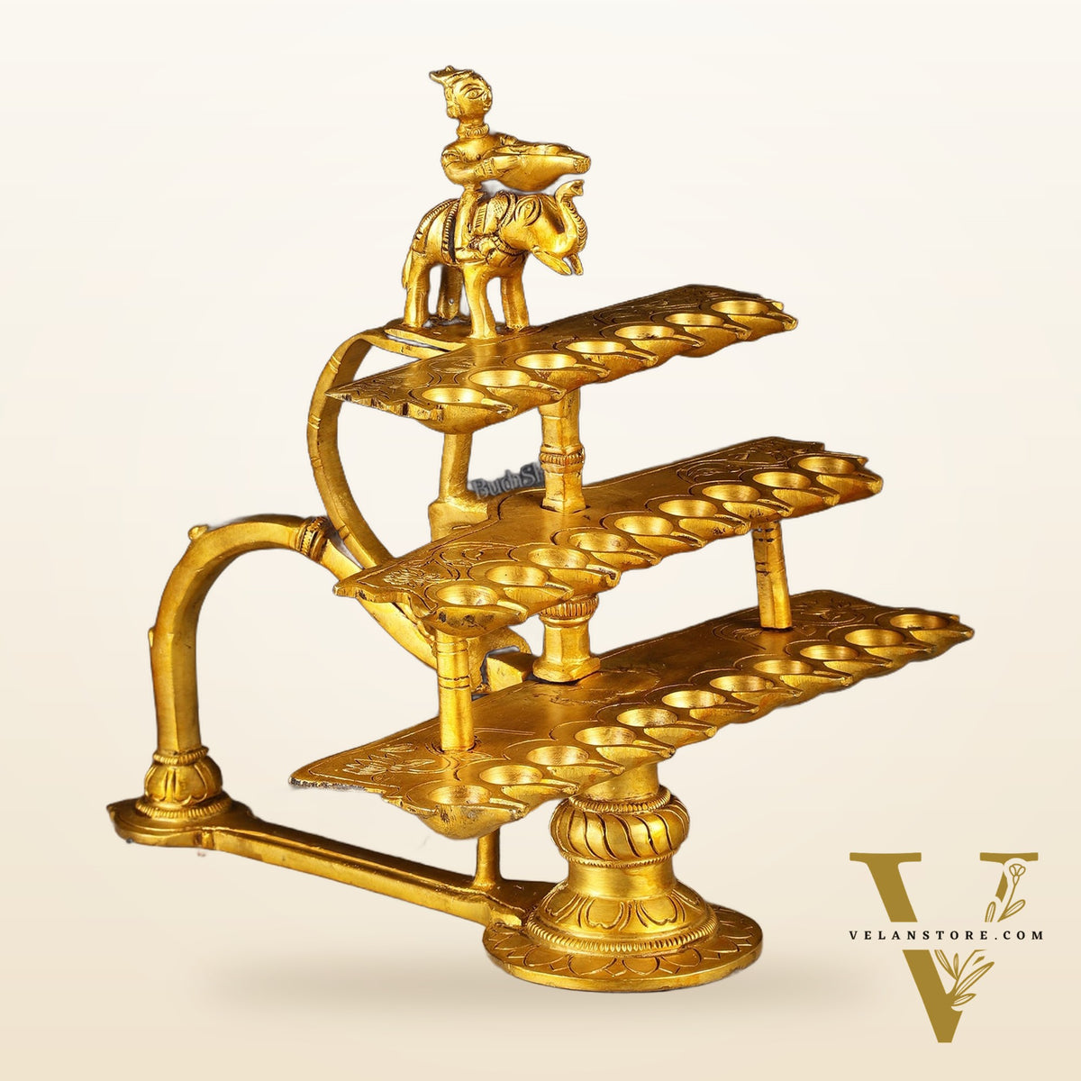 Pure Brass Aarti Diya with Multiple Wicks - Divine Illumination