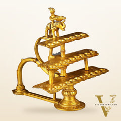 Pure Brass Aarti Diya with Multiple Wicks - Divine Illumination