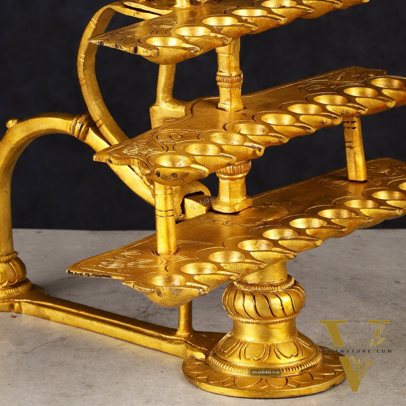 Pure Brass Aarti Diya with Multiple Wicks - Divine Illumination