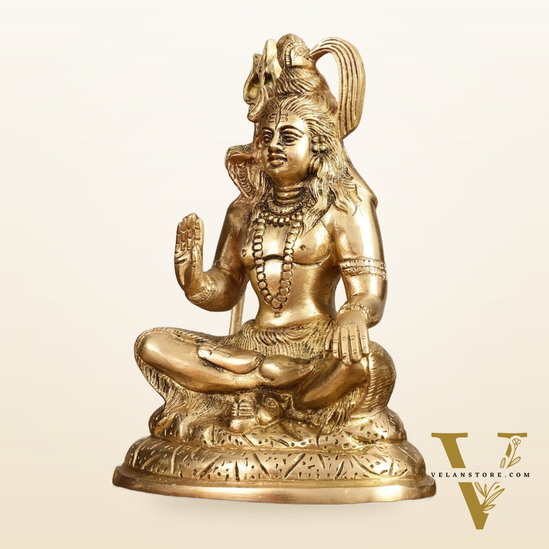 Pure Brass Aashirwaad Shiva Statue - 7.5 in Height