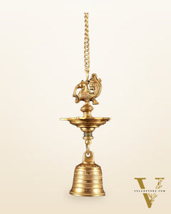 Pure Brass Annam Pakshi Hanging Oil Lamp with Bell