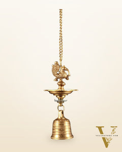 Pure Brass Annam Pakshi Hanging Oil Lamp with Bell