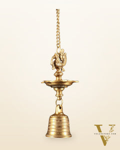 Pure Brass Annam Pakshi Hanging Oil Lamp with Bell