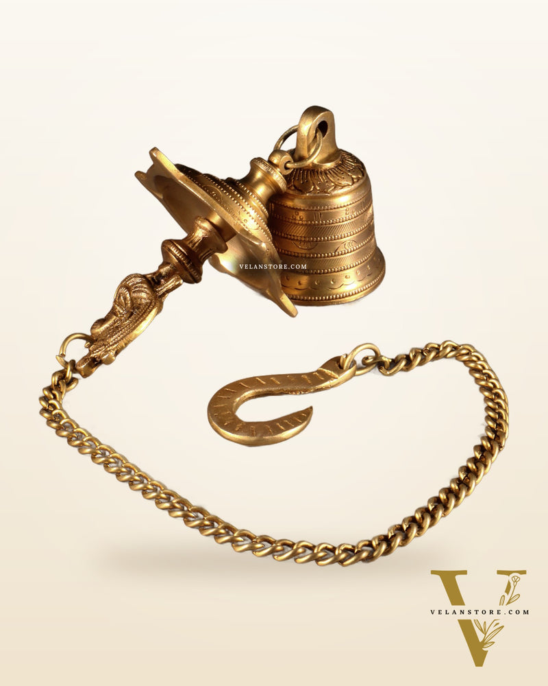 Pure Brass Annam Pakshi Hanging Oil Lamp with Bell