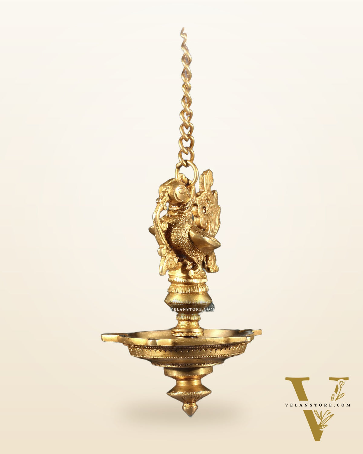 Pure Brass Annam Pakshi Peacock Hanging Oil Lamp Diya – Intricately Crafted