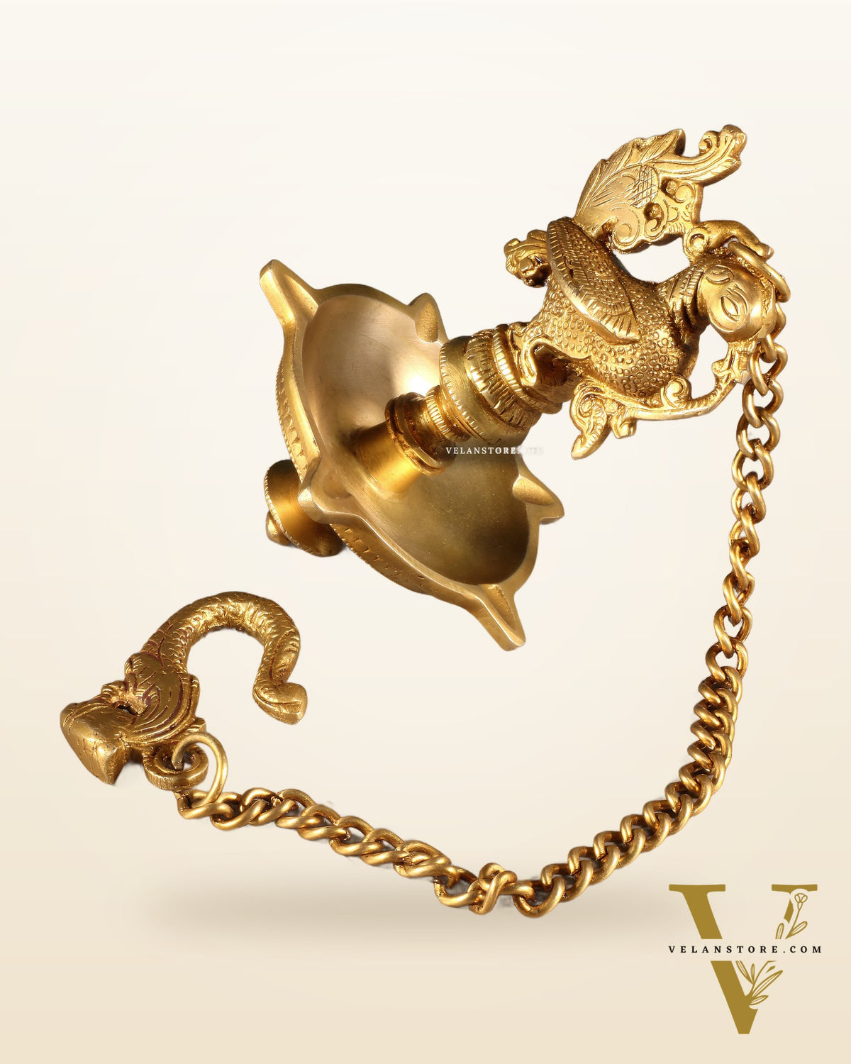 Pure Brass Annam Pakshi Peacock Hanging Oil Lamp Diya – Intricately Crafted