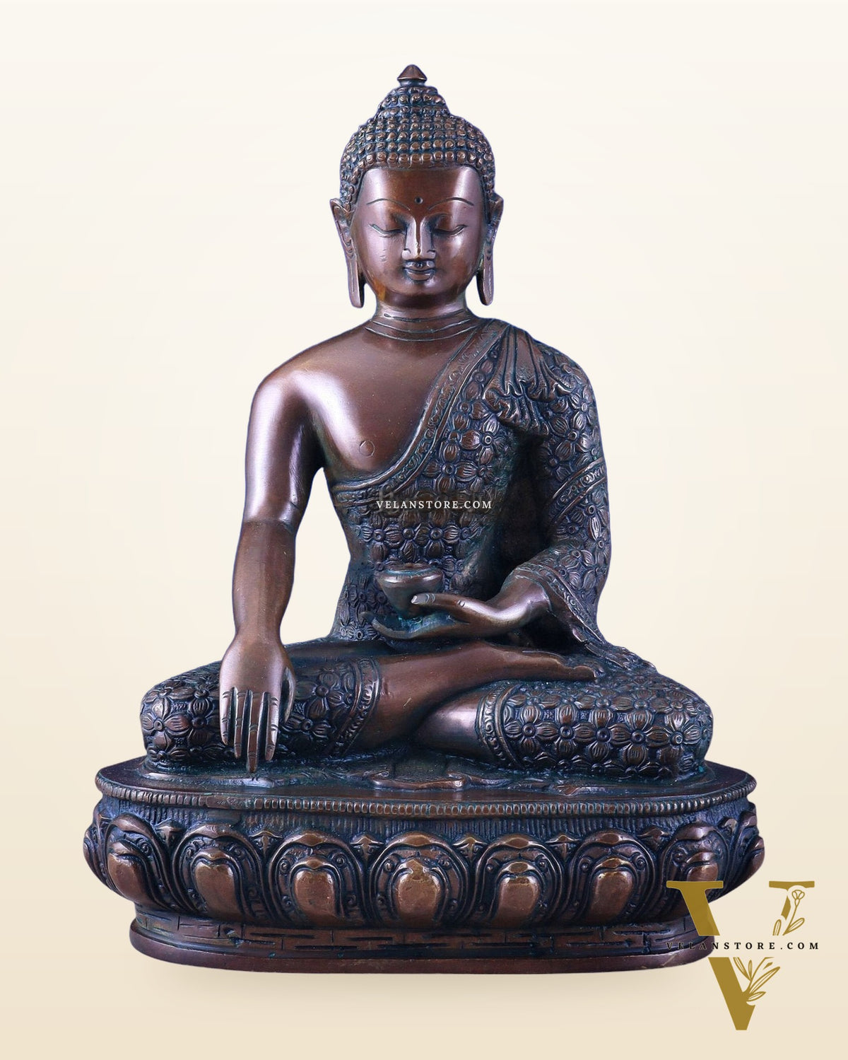 Pure Brass Antique Buddha bhoomisparsha mudra Statue - 13.5" Height
