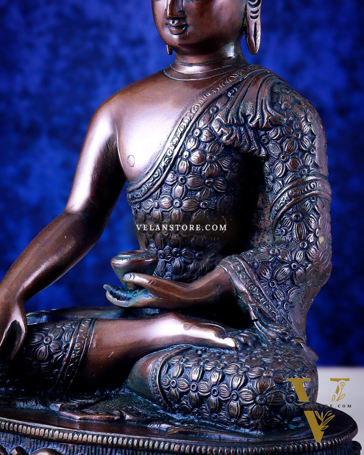 Pure Brass Antique Buddha bhoomisparsha mudra Statue - 13.5" Height