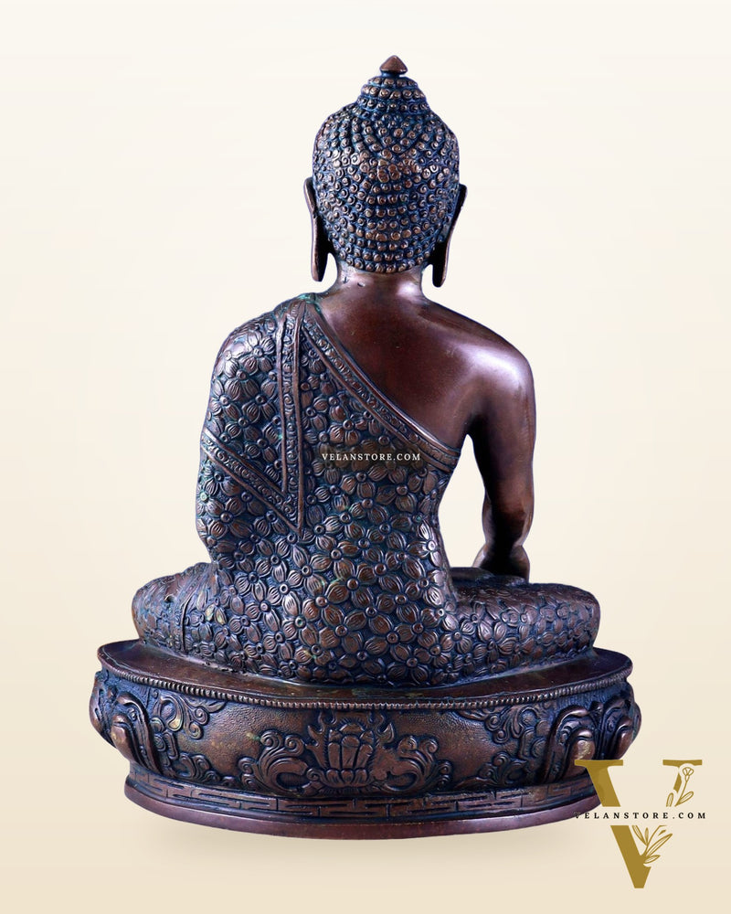 Pure Brass Antique Buddha bhoomisparsha mudra Statue - 13.5" Height