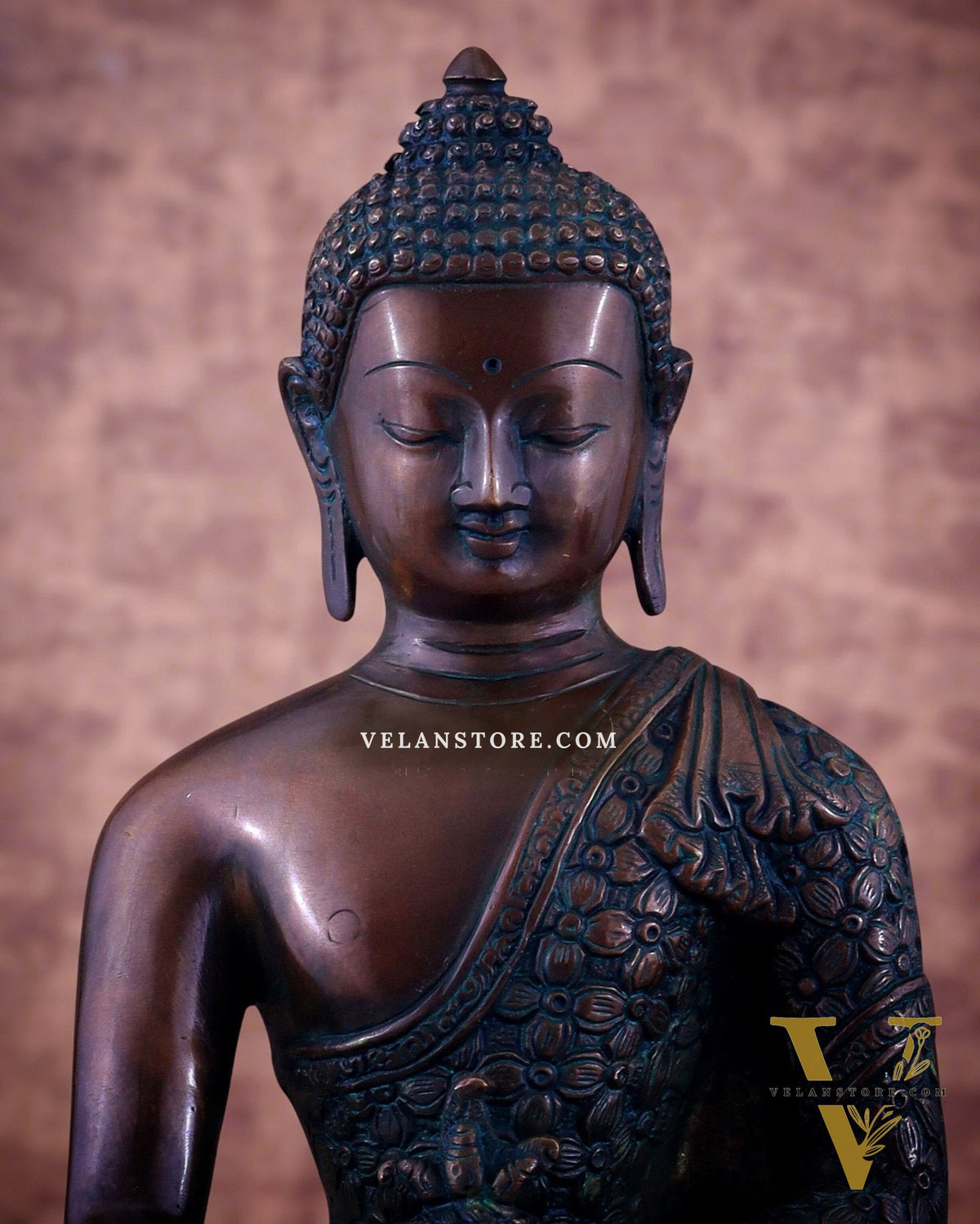 Pure Brass Antique Buddha medicine Statue - 13.5" Height