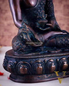 Pure Brass Antique Buddha medicine Statue - 13.5" Height