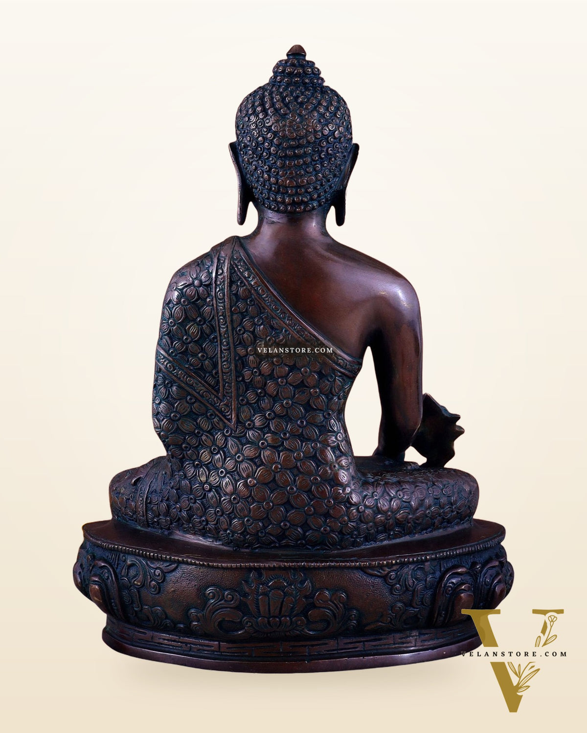 Pure Brass Antique Buddha medicine Statue - 13.5" Height
