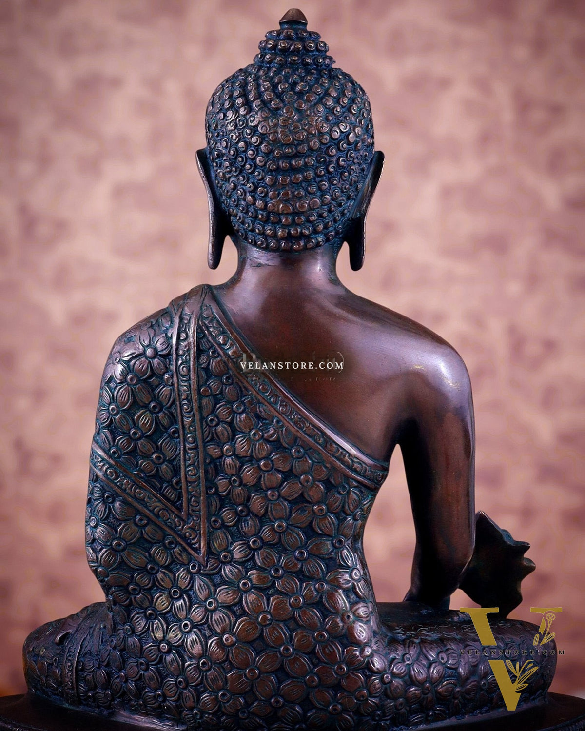 Pure Brass Antique Buddha medicine Statue - 13.5" Height
