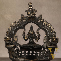 Pure Brass Antique Gajalakshmi Lamp with Deep Lady - 6.5"