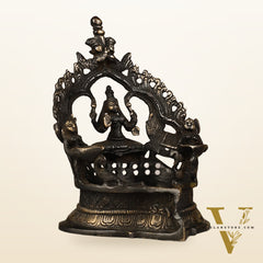 Pure Brass Antique Gajalakshmi Lamp with Deep Lady - 6.5"