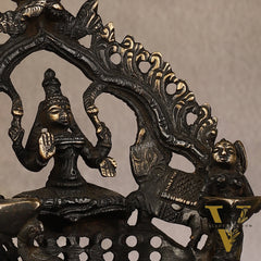 Pure Brass Antique Gajalakshmi Lamp with Deep Lady - 6.5"