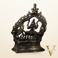 Pure Brass Antique Gajalakshmi Lamp with Deep Lady - 6.5"