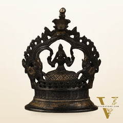Pure Brass Antique Gajalakshmi Lamp with Deep Lady - 6.5"