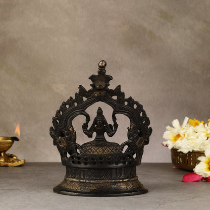 Pure Brass Antique Gajalakshmi Lamp with Deep Lady - 6.5"
