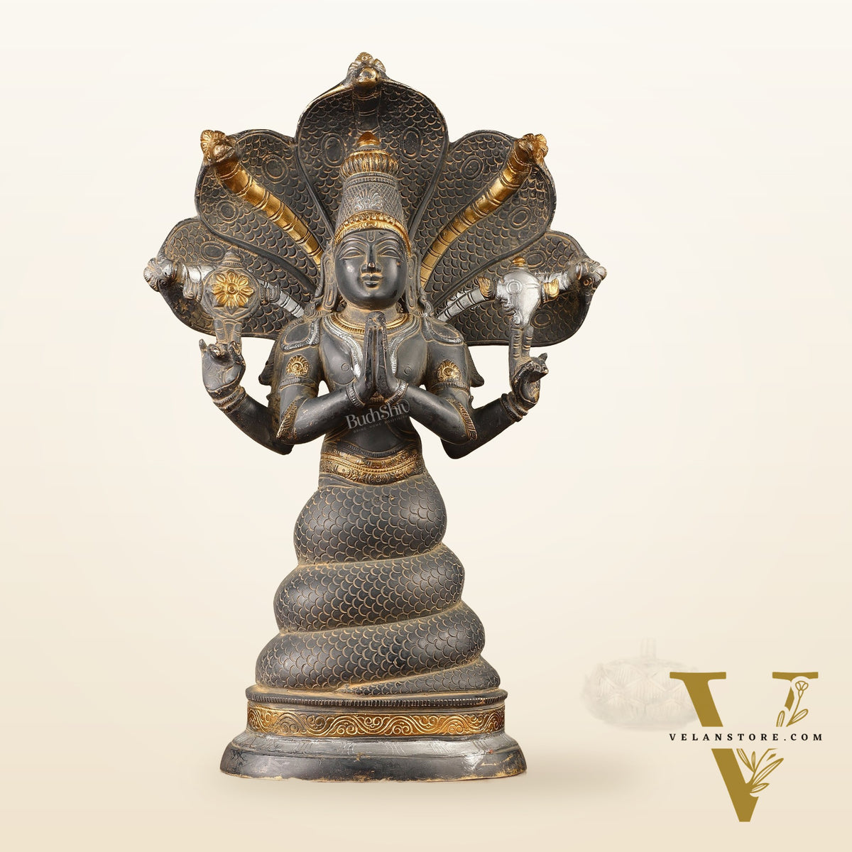 Pure Brass Antique Sand Finish Patanjali Statue 15"