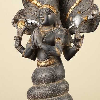 Pure Brass Antique Sand Finish Patanjali Statue 15"
