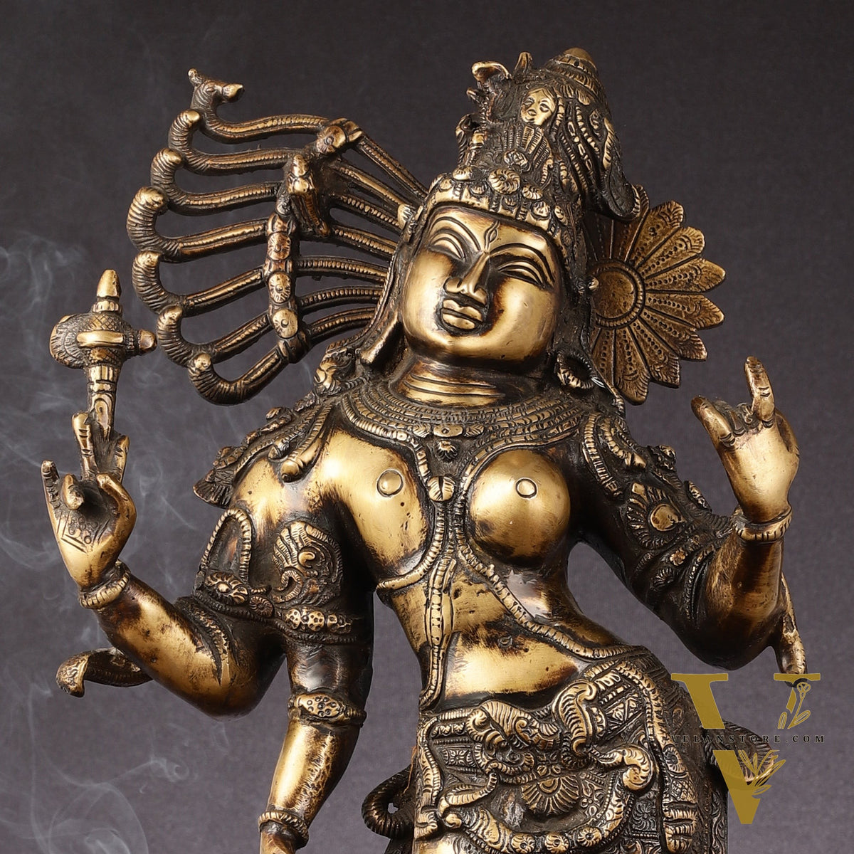 Pure Brass Antique Tone Ardhanarishwara Statue - 20 inch