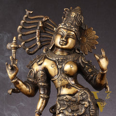Pure Brass Antique Tone Ardhanarishwara Statue - 20 inch